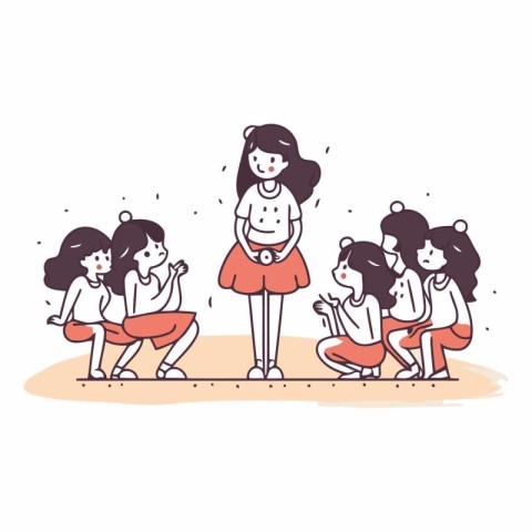 Vector illustration of group of children playing together. Cute