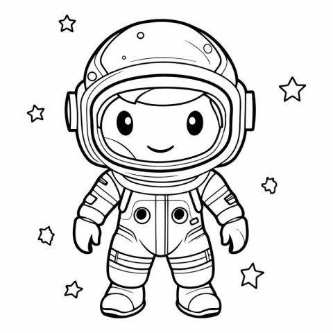 Coloring book for children: astronaut in space suit.