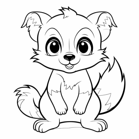 Cute cartoon squirrel - Coloring book for adults vector illustra