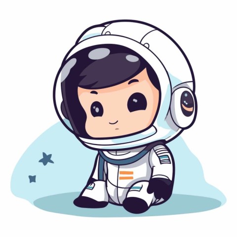 Cute little astronaut boy cartoon vector illustration. Cute litt