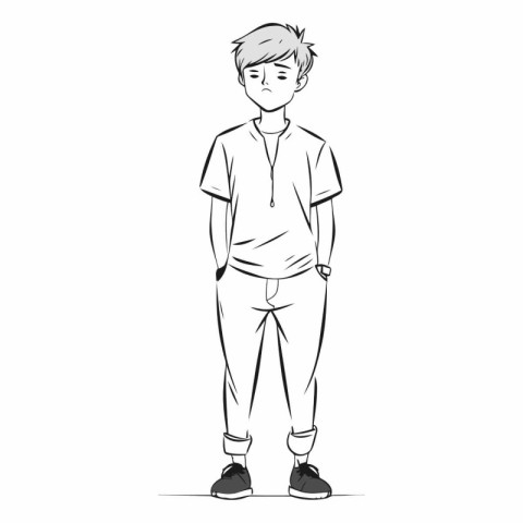 sketch of a boy standing on a white background