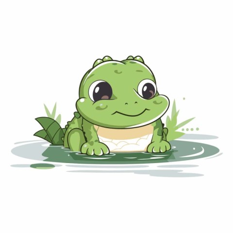 Cute cartoon frog isolated on a white background.