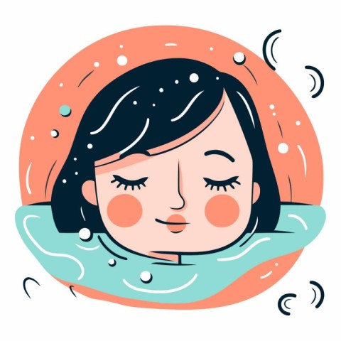 Vector illustration of a girl with closed eyes in a swimming poo