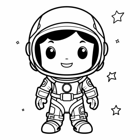 Coloring book for children: astronaut in space suit.