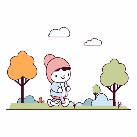 cute little girl in the park vector illustration design vector i