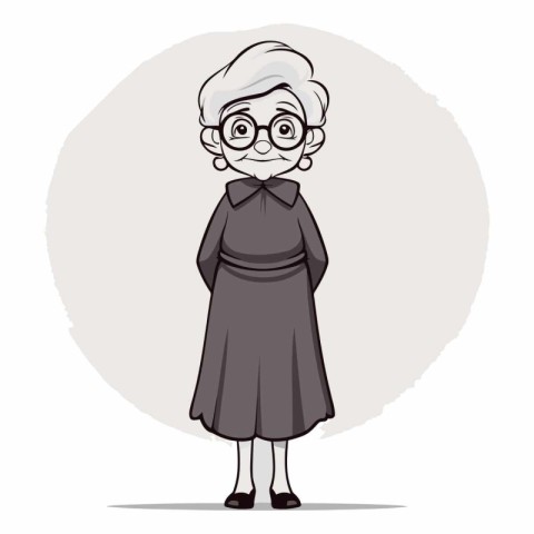 Elderly woman in a dress and glasses.