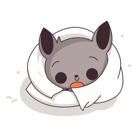 Cute cartoon dog sleeping in a white pillow.