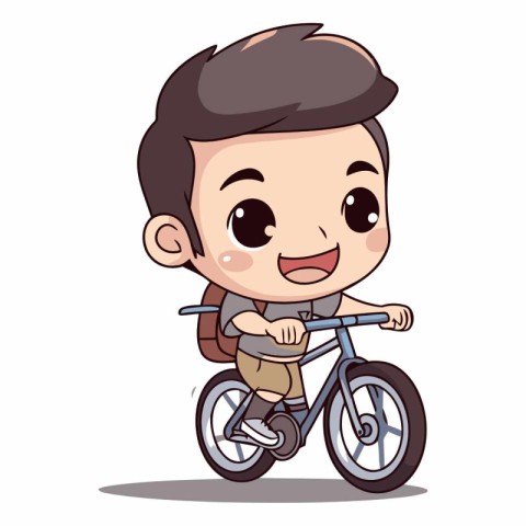 Boy riding bicycle on white background. eps10