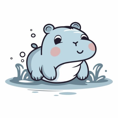 Cute hippopotamus of a cartoon animal.