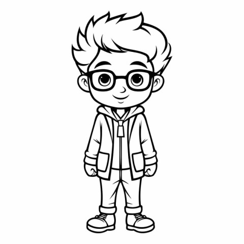 cute boy with glasses and casual clothes cartoon vector illustra