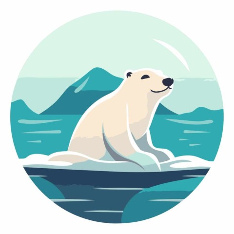 Polar bear on a white background in flat style.