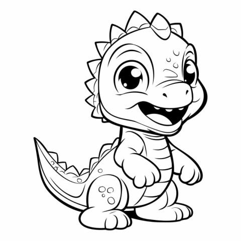 Cute cartoon Dinosaur for coloring book or page.