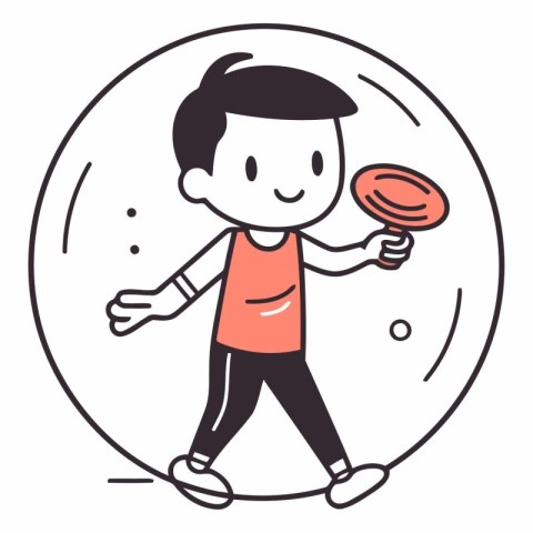 Illustration of a boy playing ping pong.