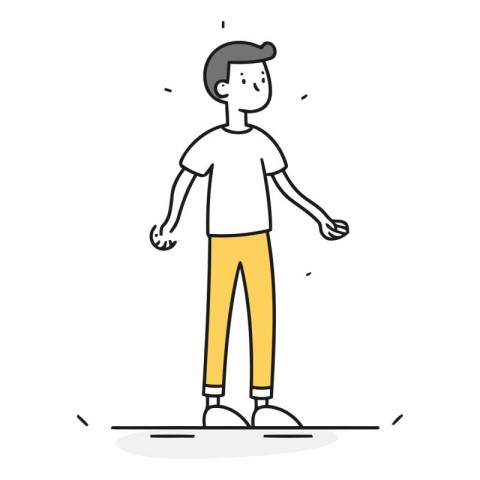 Vector illustration of a man in a t-shirt and trousers.