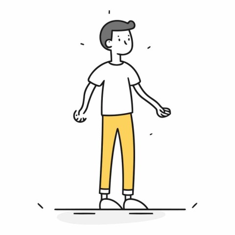 Vector illustration of a man in a t-shirt and trousers.