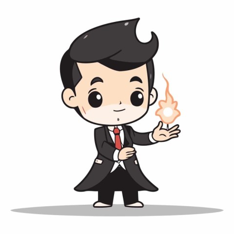 Businessman holding a burning candle - Business cartoon characte