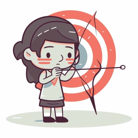 Girl with a bow and arrow in the target.