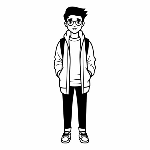 young man with winter clothes cartoon vector illustration graphi