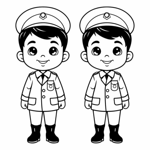 Cute boys in scout uniform smiling and greeting cartoons vector