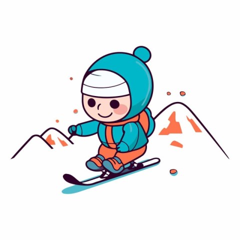 Cute little boy skiing in mountains. Winter sport.