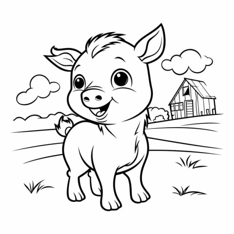 Coloring Page Outline Of Cute Cartoon Pig Farm Animal Character