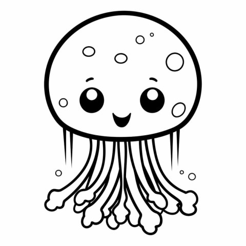 cute jellyfish sea animal kawaii character vector illustration d