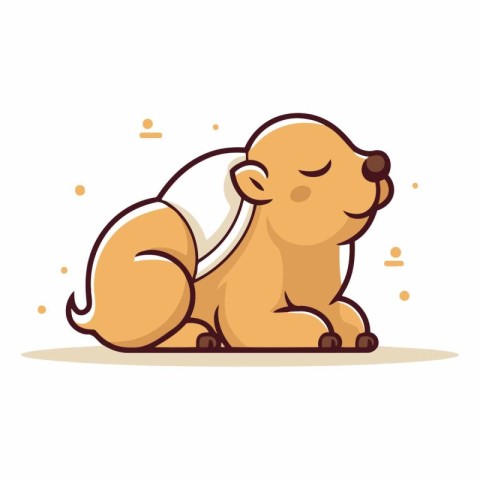 Cute cartoon dog sitting on white background. Flat vector illust