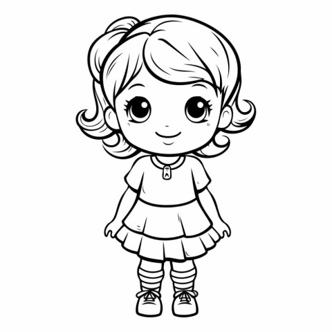 Cute little girl for coloring book or page.