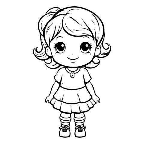 Cute little girl for coloring book or page.