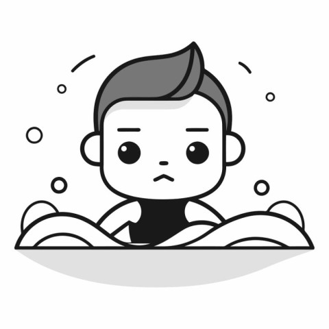 Cartoon man swimming icon. Flat design style.