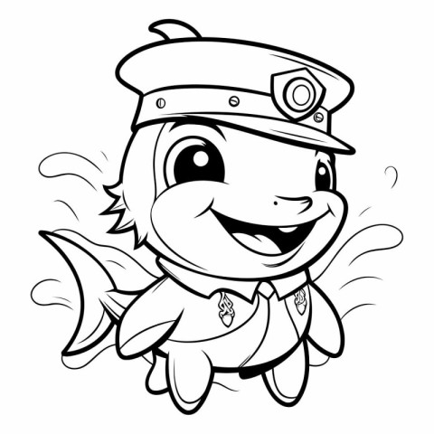 Black and White Cartoon Illustration of Cute Baby Pilot Characte