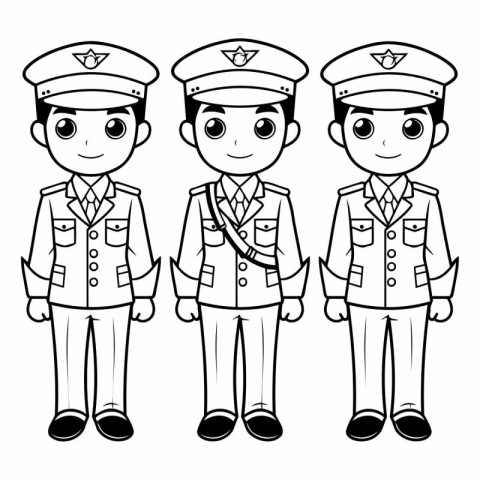 Illustration of a Policeman and Policeman Coloring Page for Kids