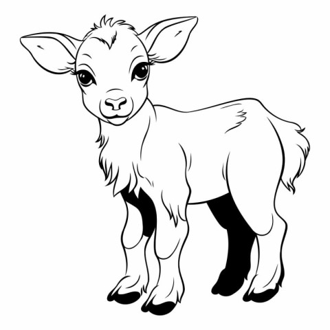 illustration of a goat on a white background in black and white