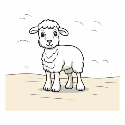 Illustration of a sheep standing in the sand on a white backgrou