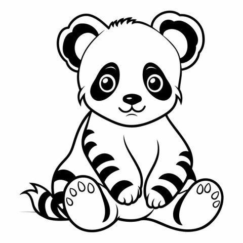 Black and White Cartoon Illustration of Cute Panda Animal Colori