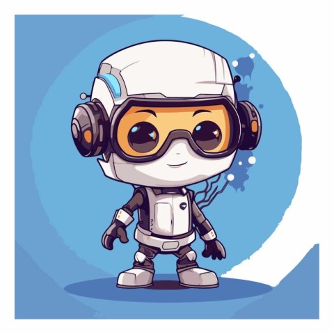 Cute cartoon astronaut in a helmet and headphones.