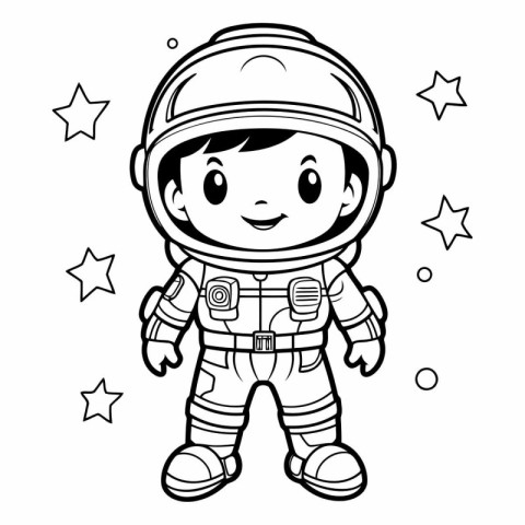 Coloring book for children: astronaut in space suit.