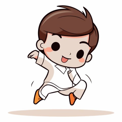 Karate Boy - Cartoon Vector Illustration. Isolated On White Back