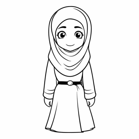 cute muslim woman cartoon vector illustration graphic design vec