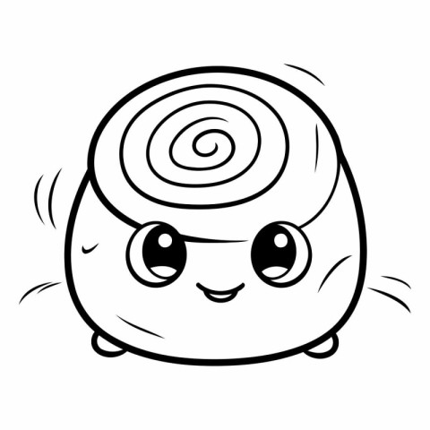 Black And White Cartoon Illustration of Cute Snail Mascot Charac