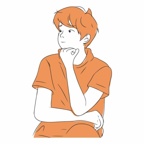 Illustration of a teenage boy in an orange t-shirt.