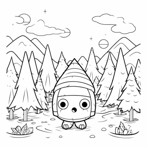 cute little turtle kawaii in the forest vector illustration desi