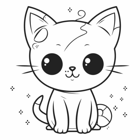 Cute cartoon cat isolated on a white background.