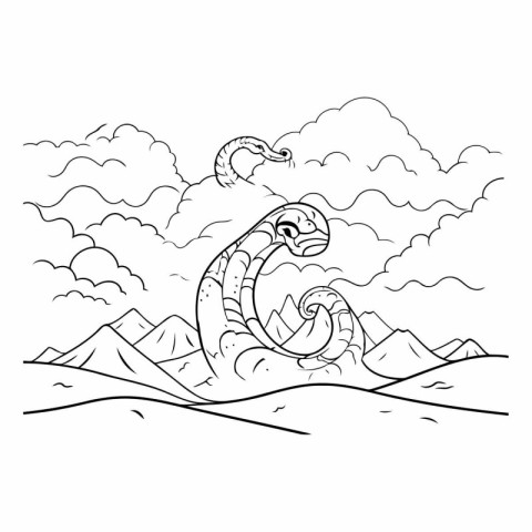 Coloring book for children: cute cartoon snake.