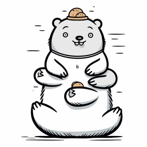 Illustration of a Cute Polar Bear Cartoon Character Mascot