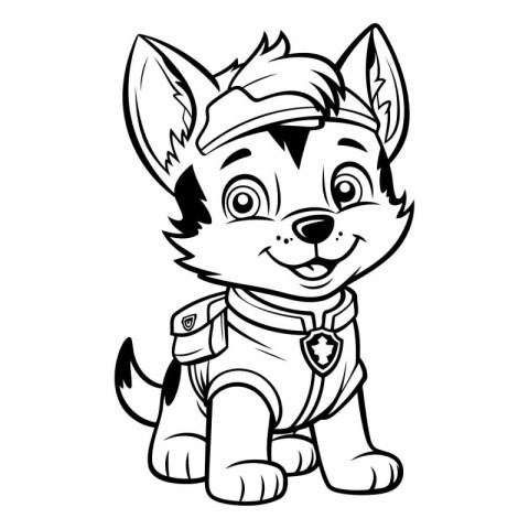 Cute cartoon dog in scout uniform and cap.