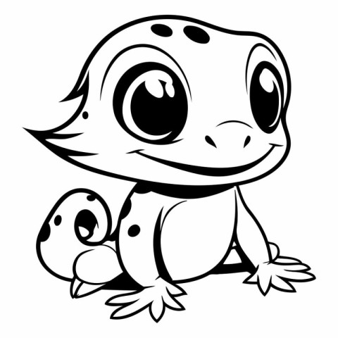 cute little frog - black and white vector illustration for color