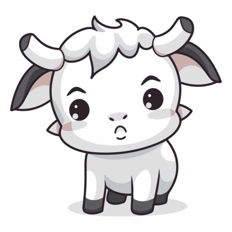 Cute little white goat character cartoon vector illustration. Cu