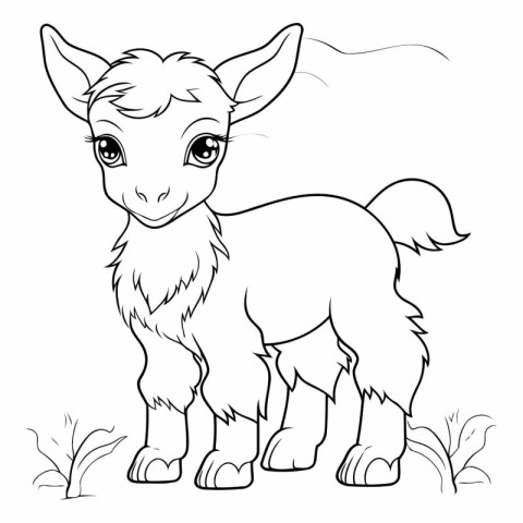 Coloring Page Outline Of cute baby goat.