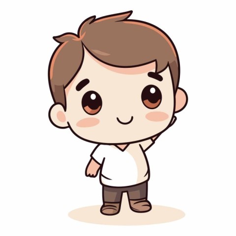 Cute Little Boy Wearing Casual Clothes Cartoon Vector Illustrati